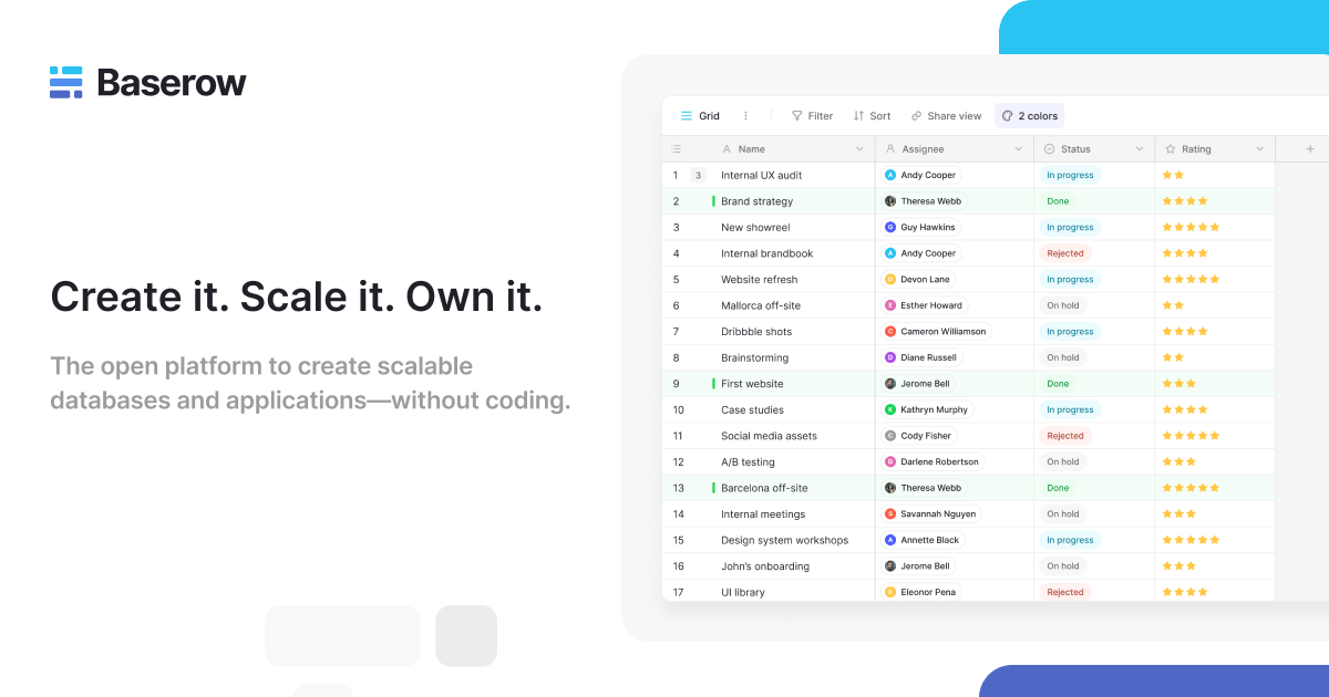Baserow: Open-Source No-Code Builder