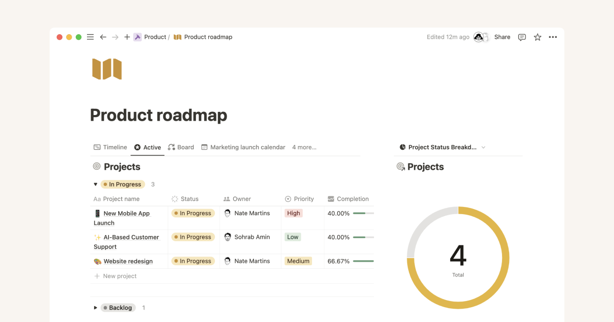 Notion Product Development Hub