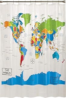 World Map PEVA Shower Curtain