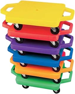 S&S Worldwide 16" Scooters. Set of 6 Different Colored Scooters with Smooth Rolling, Non-Marring 2" Casters. Durable HDPE Plastic Base with Built in Hand Protectors. Perfect for PE Class.