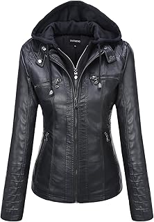 Tanming Faux Leather Hooded Jacket