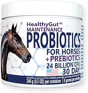 HealthyGut&trade; Probiotics for Horses Dietary Supplement, All-Natural Digestive System Maintenance Formula (30 Days)
