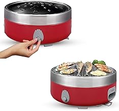 Portable Smokeless Charcoal BBQ Grill - Outdoor Camping Small Tabletop Cooking Mini Barbecue - Built in Fan Power by 4A Battery Or Phone Charge