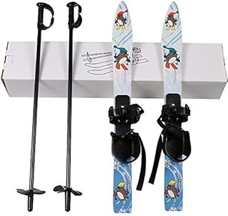 ABS Plastic Beginner Ski Sets Snow Skis and Poles with Universal Bindings for Age 4 and Under