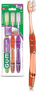 GUM Technique Deep Clean Toothbrush - Compact Soft - Soft Toothbrushes for Adults with Sensitive Extra Fine Bristles, 3ct