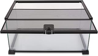 REPTI ZOO 10 Gallon Reptile Tank Glass Natural Cages Terrarium 20" x 12" x 10" Sliding Screen Top for Reptile Hamster Hedgehog Small Animals