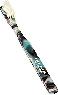 Acca Kappa Historical Havana and Green Toothbrush Medium Pure White Bristles Hand-Made Acetate Handle