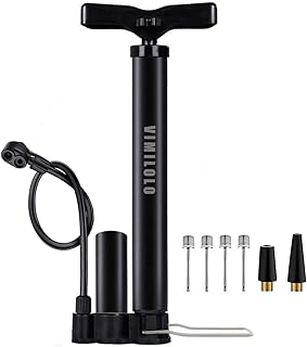 VIMILOLO Bicycle Pump, Bike Floor Pump with Gauge Inflator for Presta and Schrader Valve Portable Tire Pumps for Ball Bike Pumps