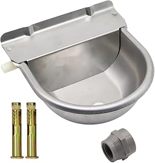 Automatic Horse Waterer Large Livestock Water Bowl 1.35Gal Stainless Steel Trough for Cattle Cow Pig Sheep Pet Dog