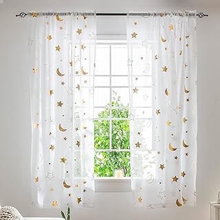 Gold Star Moon Sheer Curtains