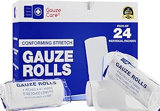 Gauze Rolls Pack of 24 &ndash; Premium Quality Lint and Latex-Free 4 inches x 4.1 Yards Conforming Stretch Bandages Designed for Effective Wound Care & Comfort - Ideal for use as a Mummy wrap