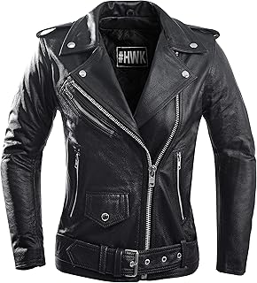 HWK Women's Leather Motorcycle Jacket