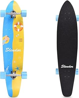 Slendor Longboard Skateboard 42 inch Drop Through Deck Complete Maple Cruiser Freestyle, Camber Concave