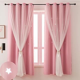 Star Cutout Pink Blackout Curtains