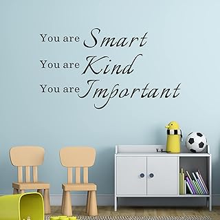 Wall Stickers, Kids Wall Stickers, (Easy to Install), Wall Decals Quotes Inspirational Boys Girls Baby Living Room Bedrooms Nursery Office Teens Words Signs Home Art Decor Vinyl, You Are Smart 21"X12"