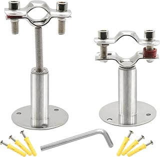 Piutouyar 2 Pcs Stainless Steel Wall Mount Ceiling Mount Pipe Support, Adjustable Pipe Ceiling Bracket Clamp Pipe Straps Fit for Dia 19mm(1/2inch) Pipe with Screws