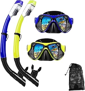Snorkeling Gear for Adults Snorkel mask Set Scuba Diving mask Dry Snorkel Swimming Glasses Swim Dive mask Nose Cover Youth Diving