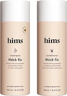 hims Thick Fix Shampoo & Conditioner Set - Saw Palmetto for Healthy Hair Growth & Thickening - Scalp Cleansing - Vegan, Sulfate-Free & Cruelty-Free - Eucalyptus Scent, 6.4 fl oz