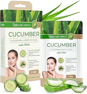 Cucumber & Aloe Under Eye Patches - Cooling, Reduces Puffiness, Anti-Aging, Hydrating, Dermatologist Tested, Cruelty Free Korean Skin Care For All Skin Types - 5 Pairs