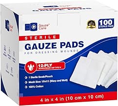 100pc Large Sterile Gauze Pads 4x4 Sterile for Wounds Bulk - 12ply Woven Gauze Sponges 4x4 Sterile - USP IV Breathable Mesh 4x4 Gauze Pads Sterile for Enhanced Absorption - First Aid Medical