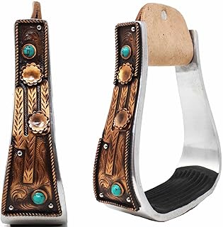 CHALLENGER Horse 5" Aluminum Antique Copper Cactus Engraved Western Saddle Stirrups 51229