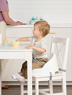 Regalo Baby Basics&trade; Booster Seat, White, Three-Point Safety Harness, Easily Wipeable, Sturdy & Durable Plastic