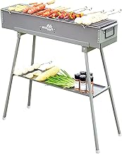 WILLBBQ Charcoal Grills Commercial Quality Portable Multiple Size Hibachi BBQ Lamb Skewer Folded Camping Barbecue Grill for Garden Backyard Party Picnic Travel Outdoor Cooking Use(31.6x7.1x5.1 inch)