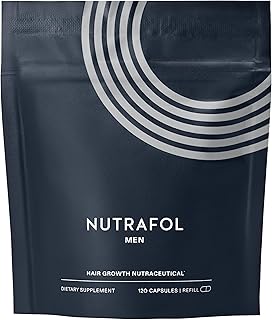 Nutrafol Men's Hair Growth Supplements, Clinically Tested for Visibly Thicker Hair and Scalp Coverage, Dermatologist Recommended - 1 Month Supply, 1 Refill Pouch