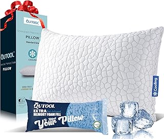 Cooling Pillow for Sleeping Shredded Memory Foam CertiPUR-US Certified, Soft and Supportive Adjustable Pillow for Side, Back, Stomach Sleeper, Hot Sleeper Solution Stocking Stuffers Gifts for Boy Girl