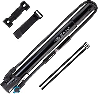 GIYO Bike Frame Floor Pump - Compact & Durable, Fast Tire Inflation for Road & MTB - Presta/Schrader, Max 140 psi - Small Pump with Gauge (GM631)