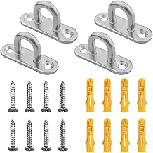 yuntop 4 Pack 304 Stainless Steel Ceiling Pad Eye Plate U Hook & 8 Pack Screws & 8 Pack Plastic Expansion Tube 1.8 Inch Wall Mount Marine Hardware Staple Hooks Loop Metal Staple Ring Hook Eyes Hanger
