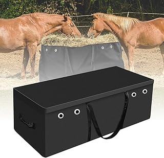 Tudomro Hay Bale Storage Bag-600D Extra Large Horse Hay Bag Black Heavy Duty for Horse Goats Storage Container Feeding Supplies for Feed Trailer, 44.4" x 22.8" x 18.7''