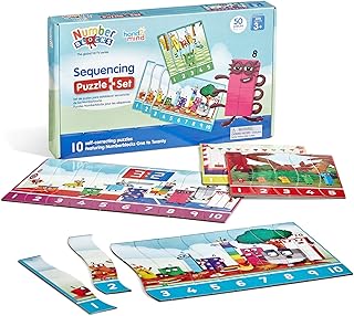 hand2mind Numberblocks Sequencing Puzzle Set, ?Sequence Cards, Matching Game, Math Toys, Toddler Educational Toys, Preschool Learning Activities, Kids Birthday Gifts, Easter Basket Stuffers for Kids