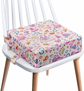 Toddler Booster Seat for Dining Table,4 Inches Washable Double Safer Straps Non-Slip Bottom Booster Seat for Kids, Portable Travel High Density Sponge Detachable Increasing Cushion for Child...