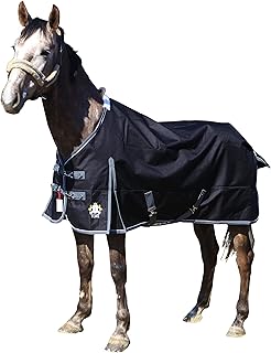 T TEKE Deluxe Turnout Horse Blankets, 1200D Waterproof and Breathable Horse Care Blankets for Winter 200gram Filling (51"-87" Including Miniature/foal Size)