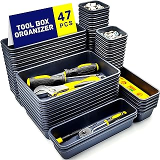 Tool Box Organizer, Tool Drawer Organizer Tray Divider, Toolbox Organization, Garage Tool Organizers and Storage, Tool Box Accessories for Rolling Tool Chest Cabinet (47PCS)