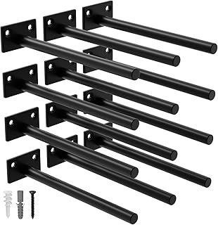 LEOPO 12 Pack-8 inch Floating Shelf Bracket, Hidden Brackets for Wood Shelf