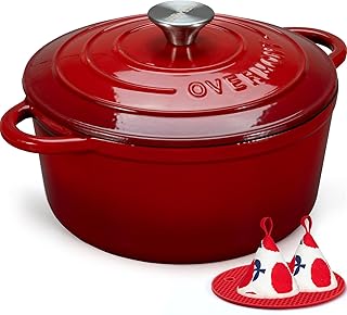 Overmont Enameled Cast Iron Dutch Oven