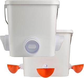Automatic Chicken Feeder and Waterer Set Hanging Chicken Feeder No Waste Poultry Feeder 3 Gallon Water Feeder