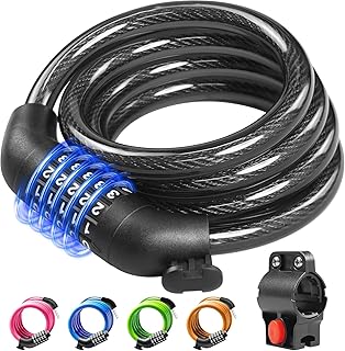 Bike Lock Cable with Combination,High Security 5-Digit Resettable Combination Bicycle Lock Anti-Theft, with Mounting Bracket for Bikes and Scooters