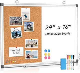 WALGLASS Combo Magnetic Whiteboard & Corkboard