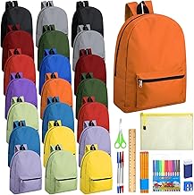 Silkfly 24 Pcs Backpack Bulk 17'' Book Bags and 24 Sets School Supplies Stationery Kit Back to School Stuff for Kids (Multicolor)