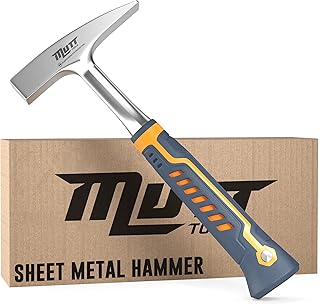 Mutt Tools 18oz Sheet Metal Hammer - Professional Tinners Hammer for Metal Shaping - Forged HVAC Hammer with Ergonomic Handle for Duct Work & Sheet Metal Projects