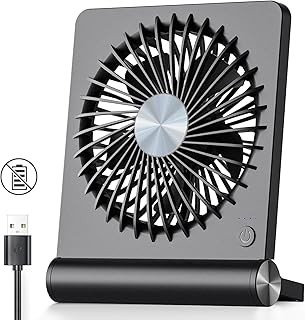 Koonie USB Fan, Strong Wind Ultra Quiet Small Desk Fan 220&deg; Tilt Folding 3 Speeds Adjustable USB-C Corded Powered Personal Fan for Home Office Desktop Black