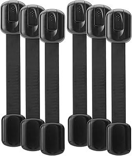 Bates- Child Safety Strap Locks, 6 Pack, Black Baby Cabinet Locks, Toilet Locks Baby Proof, Child Proof Drawer Locks, Cabinet Baby Locks for Cabinets, Child Proof Cabinet Locks, Drawer Child Locks