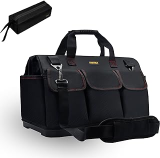 FASTECH 22-inch Heavy Duty Bottom Tools Bag With Wide Mouth For Tool Storage, Carrier and Organizer, Tool Bag For Men, Wide Mouth Tote Bag With Inside Pockets (22Inch)
