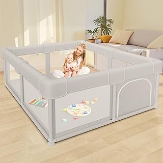 Baby Playpen Baby Playard, Play Pen for Babies and Toddlers with Gate, 50x50 Fence, Sturdy Safety Playpen, Indoor & Outdoor Kids Activity Center