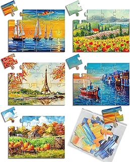 5 Packs 16 Piece Large Jigsaw Puzzles for Elderly Dementia Alzheimer's Products Activities, Alzheimer's Puzzles Cognitive Games for Adults Elderly Seniors with 5 Storage Bags
