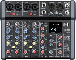 A-Series Professional Mixer for Recording DJ Stage Karaoke Music Application w/ 99 DSP Effect USB Drive for Computer Recording Input, XLR Microphone Jack, 48V Power for Professional (8-Channel)