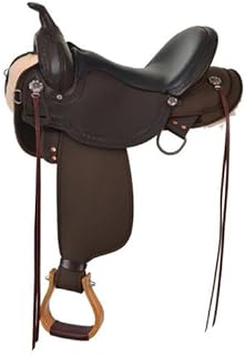 Circle Y Horse Western Synthetic Trail Saddle Rosebud 6918 13" Seat Wide Tree Walnut Leather and Black Grainout Seat